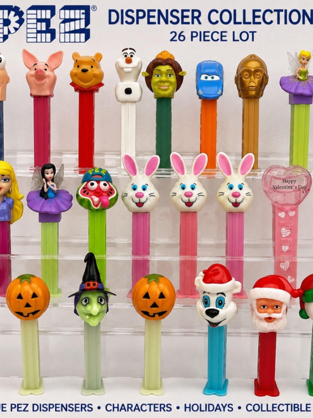 PEZ Dispenser Collection Lot of 26 Holidays, C3PO, Disney